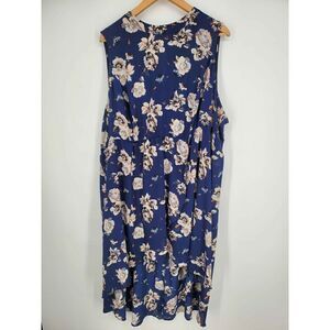 Torrid Women's Navy Blue‎ Floral Sleeveless Tulip Hem Dress Size 4 4X